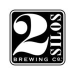 A black and white logo of two silos brewing co.